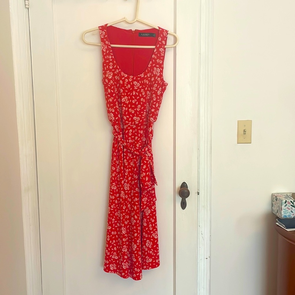 Ralph Lauren red and white midi dress